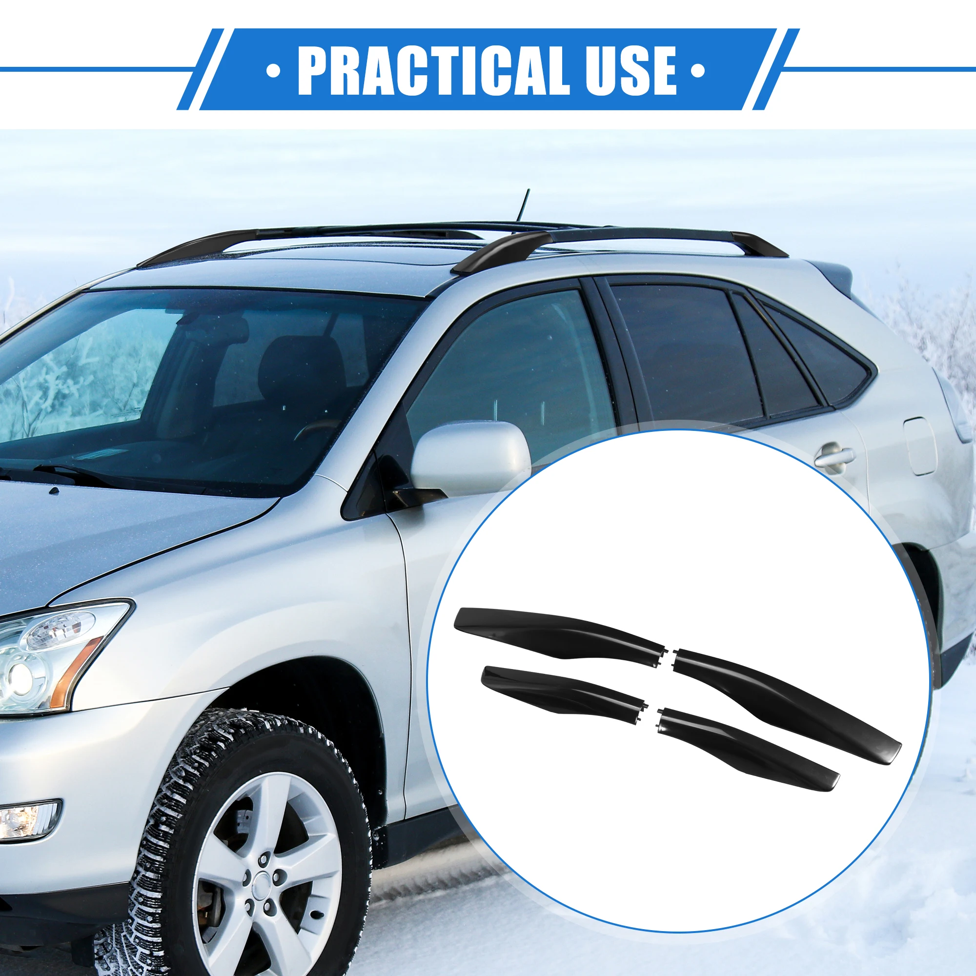 UXCELL 4pcs Car Roof Rack Side Rails End Cover Cap fit for Lexus RX350 RX400h RX330 2003-2009 Cargo Rack Legs Protection