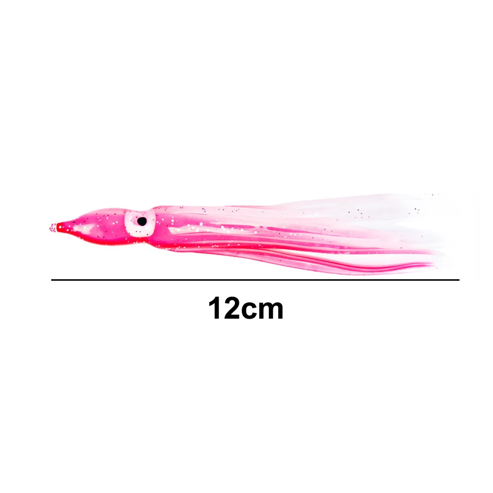 Señuelo de pesca de pulpo suave, cebo Artificial de faldas de calamar, cebos luminosos, 12cm, 10 unidades por lote