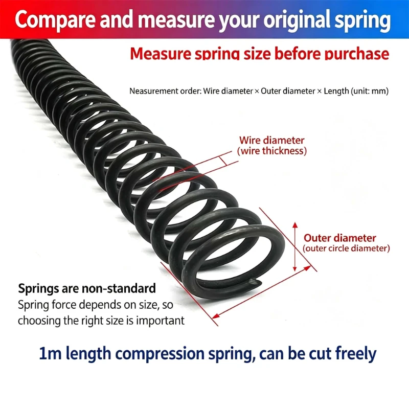 Length 100-300mm Wire Diameter 1.6mm /1.8mm 65Mn Sprng Steel Long Compress Pressure Spring Y-type Rotor Buffer Return