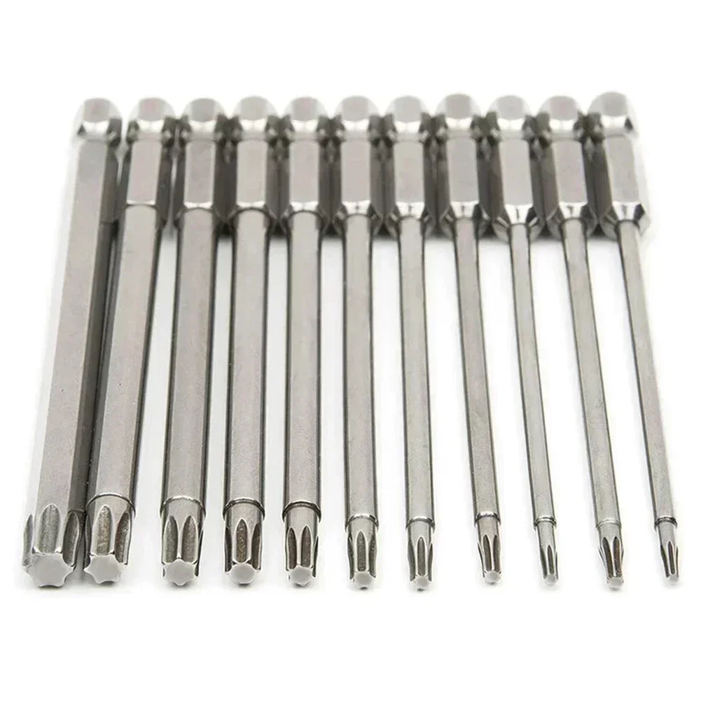 1 Pc Hex Shank Magnetic Head Torx Screwdriver Bit 100mm Security Tamper Proof Star T7, T8, T9,, T15, T20, T25, T27, T30, T40