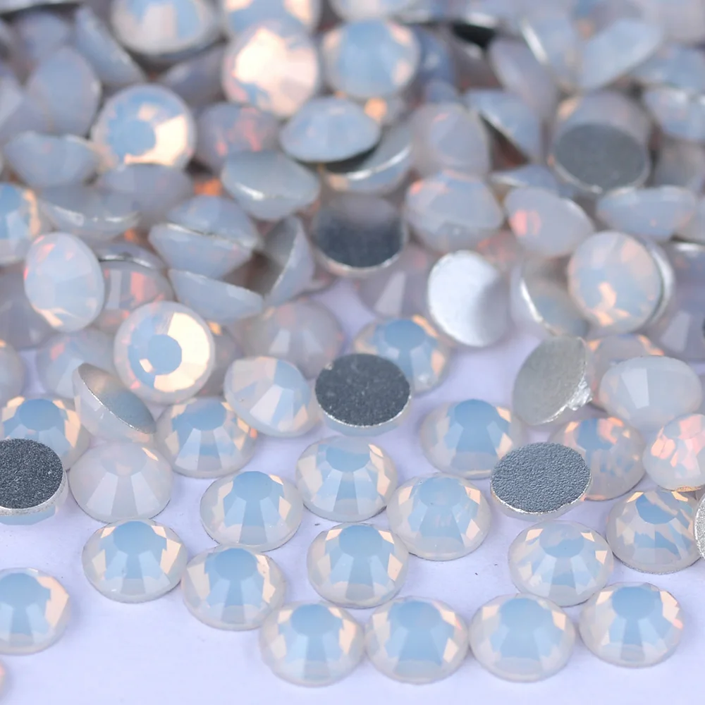 CTPA3bI High Quality White Opal All Size Non Hotfix Rhinestones Flatback Crystal 3D Charm Gems DIY Manicure Nail Art Decoration