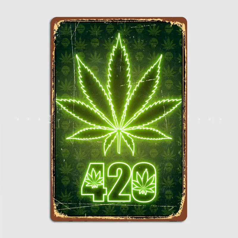 420 weed Neon Sign Metal Sign Poster Garage Room Wall Decoration Cinema Living Custom Tin Vintage Home Decor