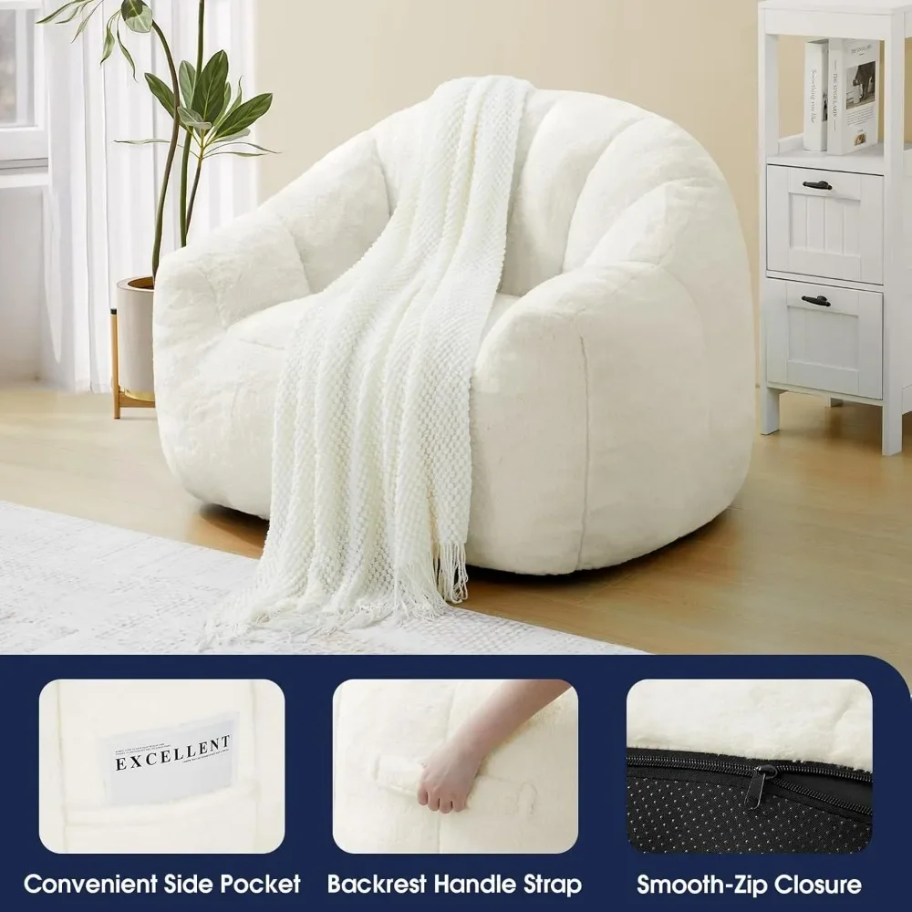 كرسي بين باج من إسفنج الذاكرة على شكل صدفة - أريكة مريحة ممتازة مع غطاء قماشي متين وخيار جلوس مريح #6