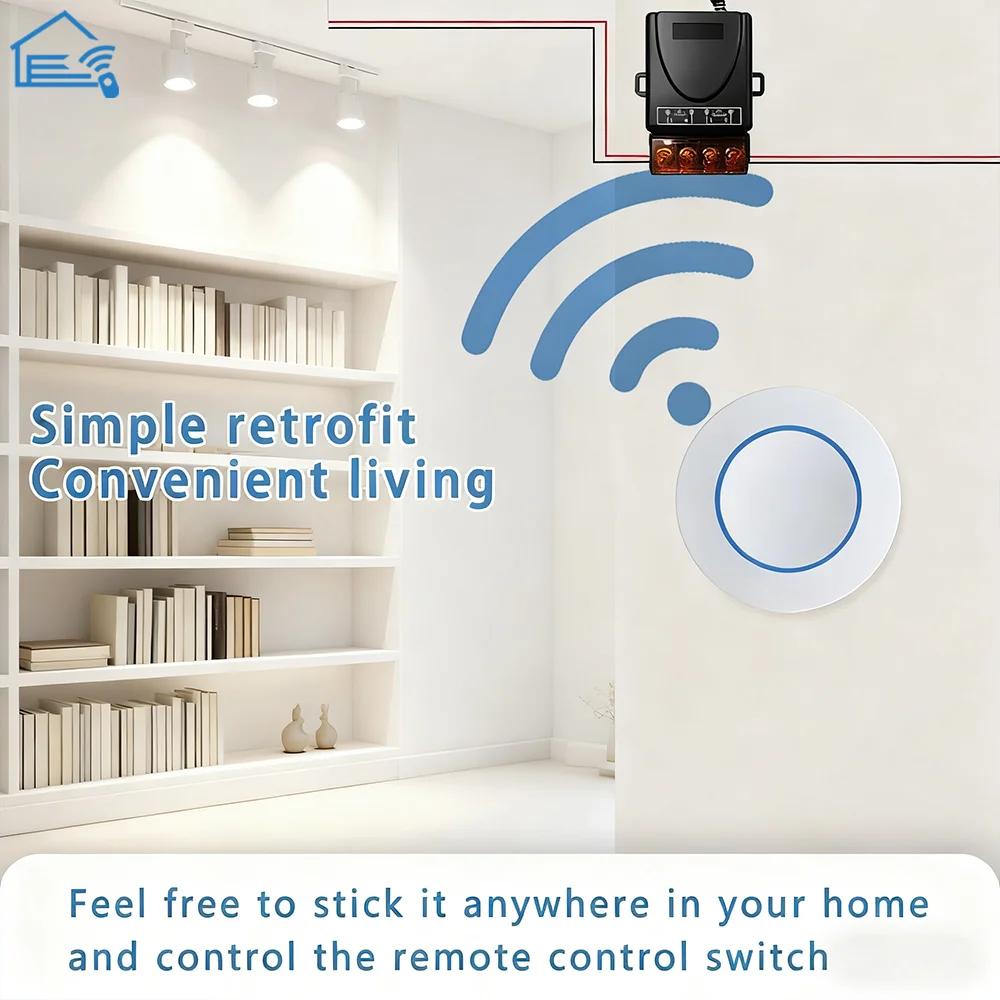 RF 433MHz ワイヤレスリモコンライトスイッチ 220V 110V 10A リレーレシーバー ミニ丸型ボタン壁パネルスイッチ LEDランプ用