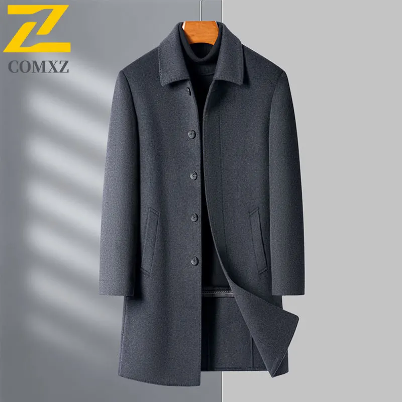 2025 Classic Wool Overcoat Winter New Casual Business Style Mid Length Coat Detachable Down Liner Premium Warm Outerwear