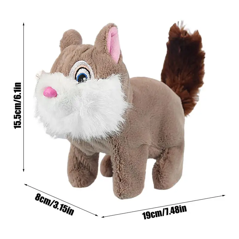 Ardilla de peluche para caminar, juguetes de peluche eléctricos para niños y adolescentes, muñecos reconfortantes interactivos suaves