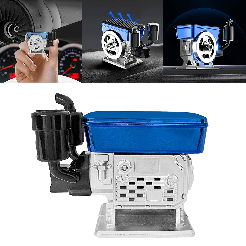 Solar Powered Car Air Freshener Diffuser Vintage Engine Design for Aromatherapy and Efficient Air Purification