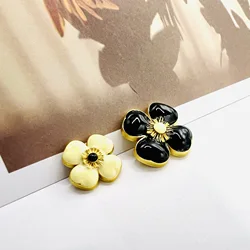6Pcs Fashion Sunflower Metal Button Suit Coat Knit Sweater Four Leaf Tweed Fabric Decorative Button