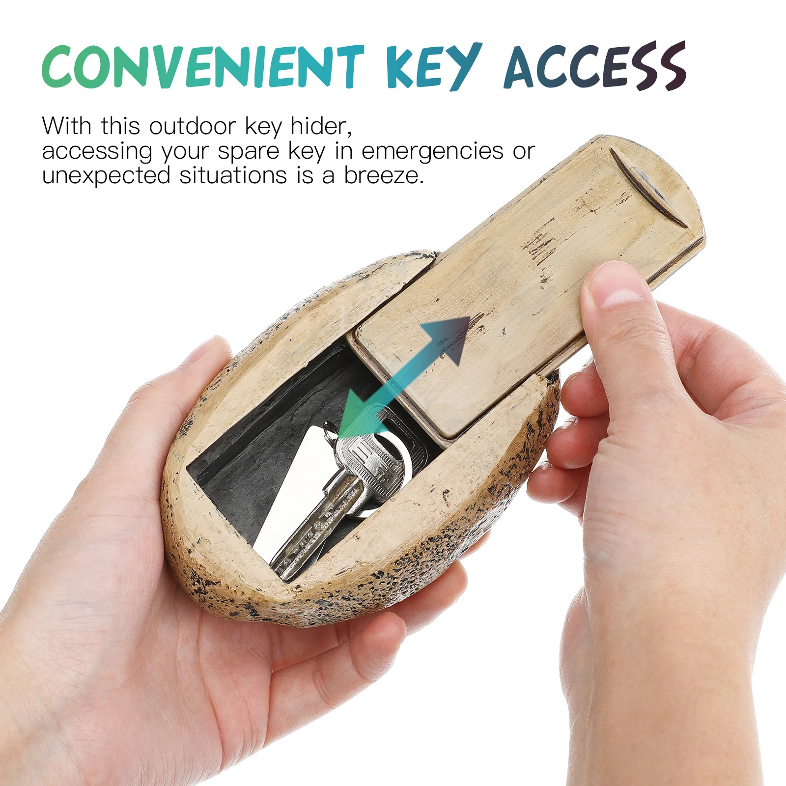 Resin Key Box Lifelike Rock Turtle Design Outdoor Key Holder Hidden Storage Garden Decor Fake Waterproof Secure