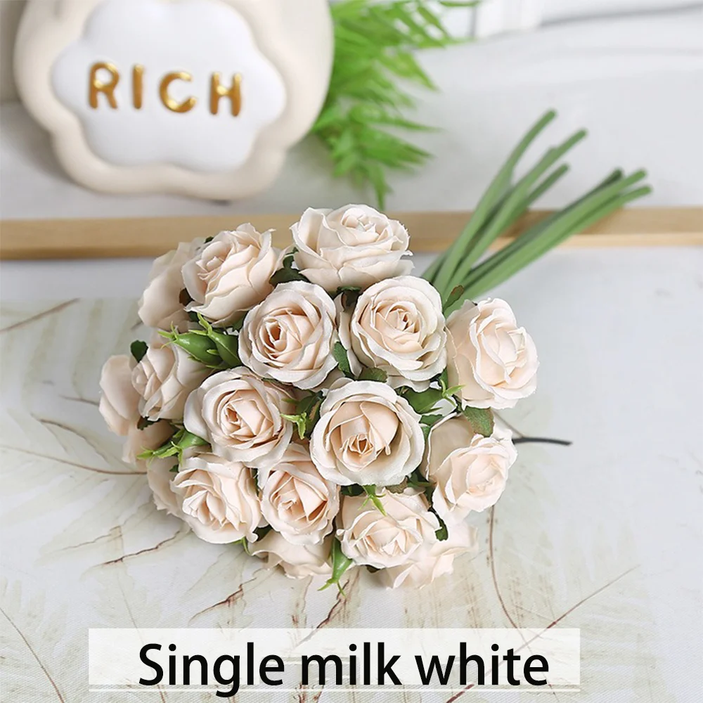 18 Einzelne Rosen in einer Hand, Fertiger Blumenstrauß, Wohnzimmerdekoration, Künstliche Blume – Detail 9