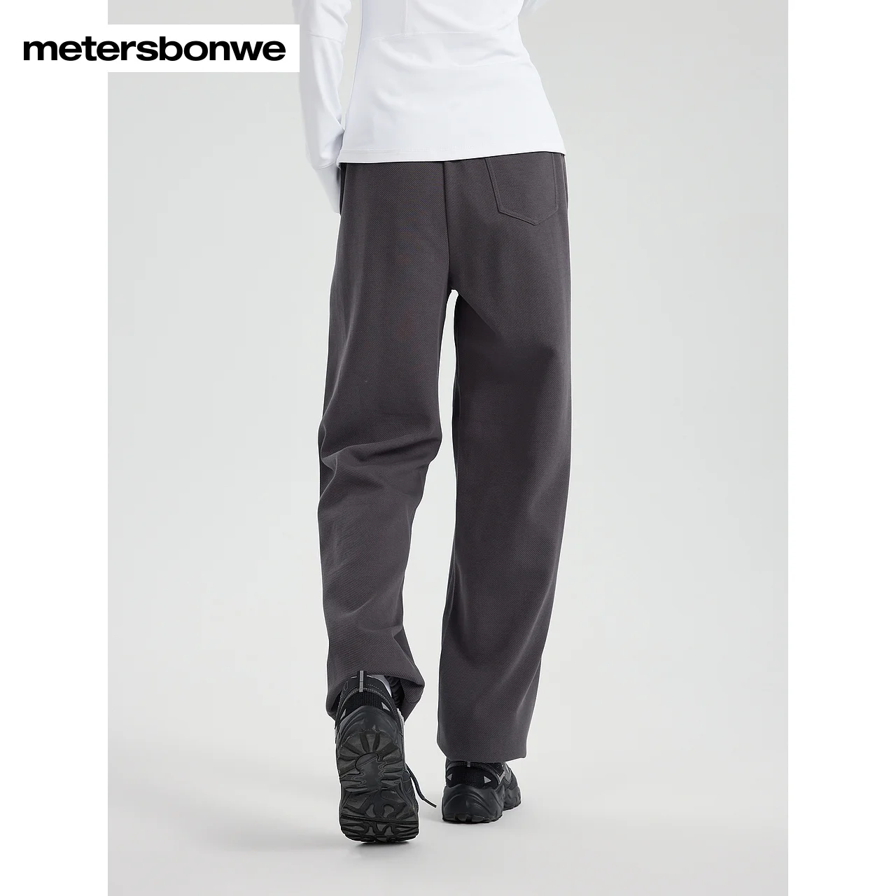 Metersbonwe-Damen-Hose, einfarbig, klassisch, entspannt, konisch, Pinch-Naht-Design, weiche elastische Hose, schlicht, lässig, Herbst und Winter