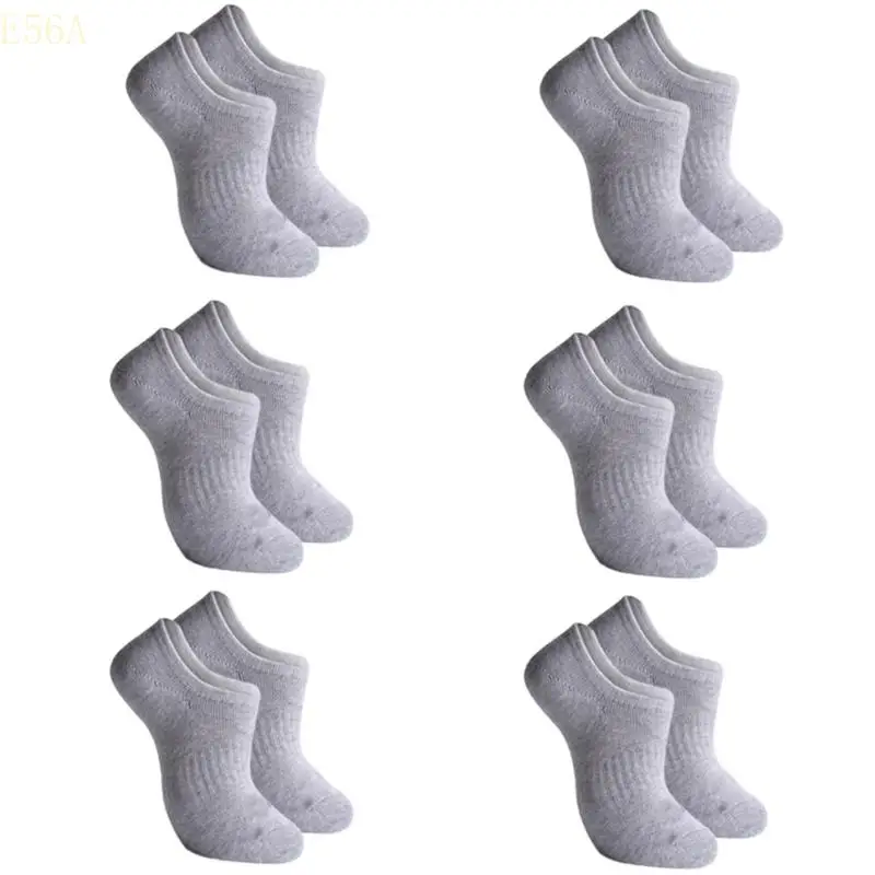 

E56A 6 Pairs Men's Low Cut Invisible Sports Sneakers Socks with Moisture Absorption and Odor Control Short Running Socks
