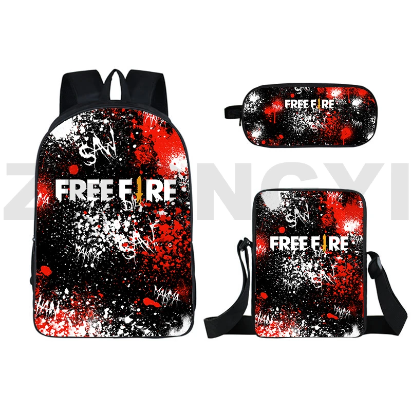 New Casual Backpack Anime Free Fire Travel Bookbag Bagpack School Bag 3 Pcs Set 16 Inch Free Fire Garena Back Pack for Teenagers