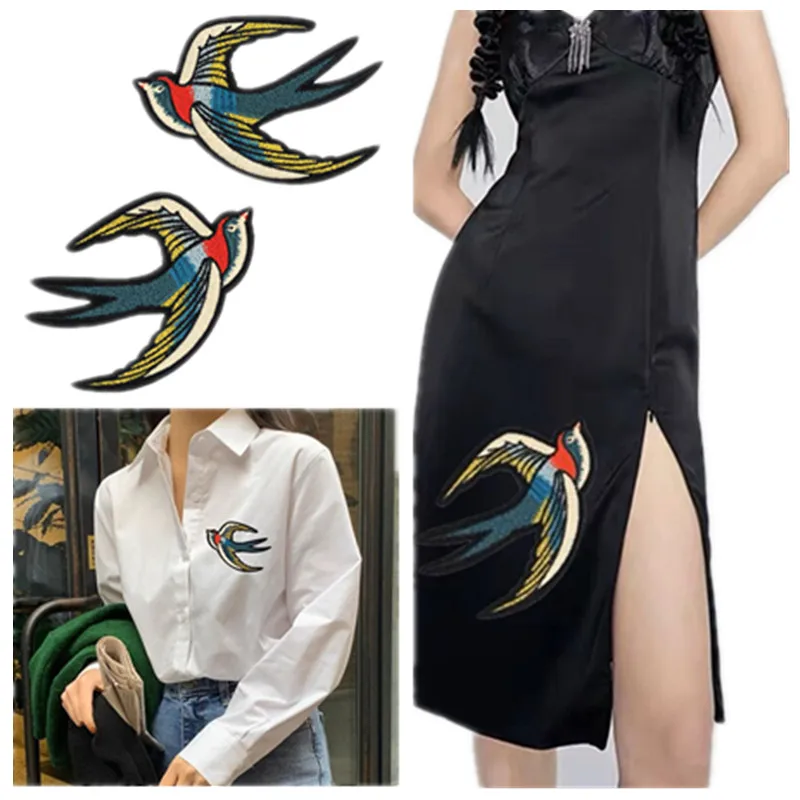 

1Pcs Flying Swallow Applique Embroidered Iron on Cute Bird Patches Badge Clothes Bag Jacket Diy Craft Home Decoration Accessory