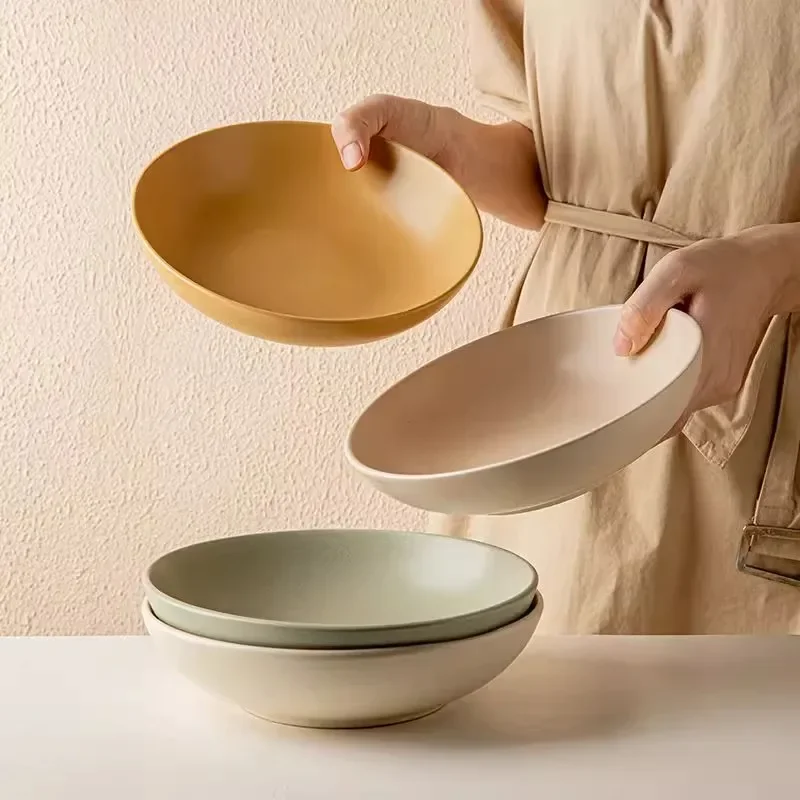 Modern Minimalist Style Household Kitchenware Round Matte Ceramic Dinner Plate Living Room Dessert Tray Salad Plate Tableware