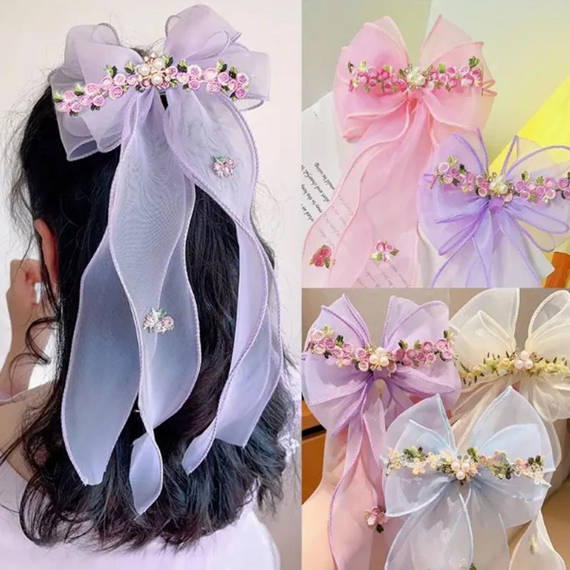 

2pcs/Kids Accessories Hair Pin Rainbow Bow Braided Hairpin Headpiece Princess Ponytail Streamer Hair Clip Girls Hair Accessories