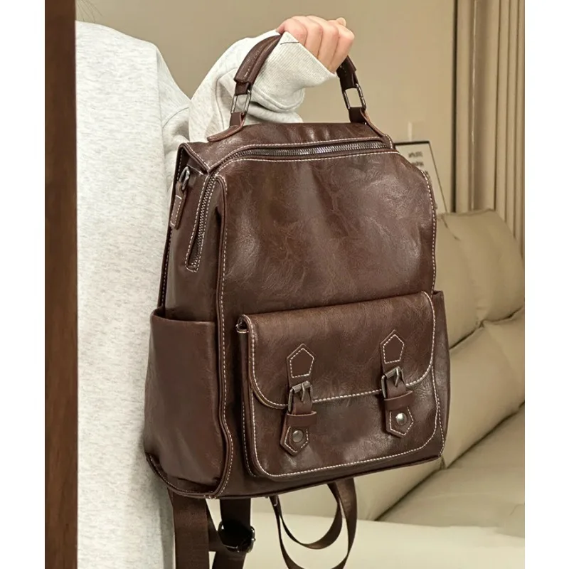 Retro British Style School Backpack for College Students Large Capacity Fashion Travel Backpacks Women Quality Shoulder Handbags