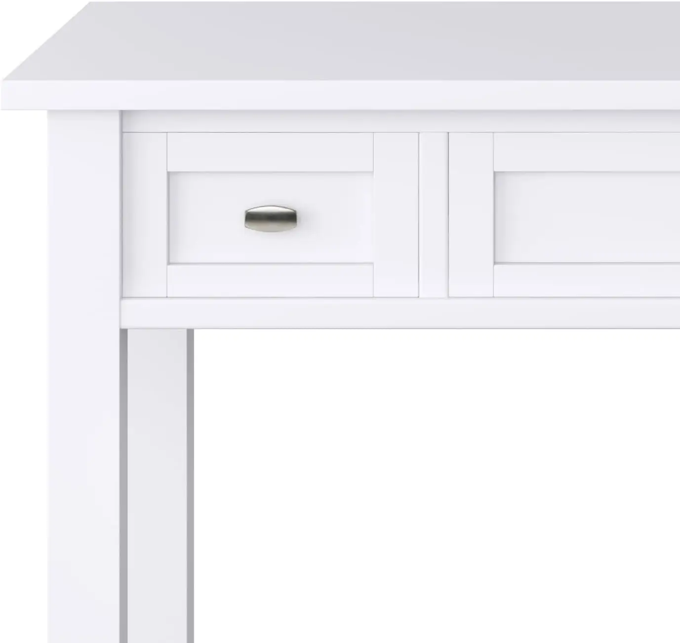 Warm Shaker Desk - 48-Inch Wide Solid Wood Writing Desk in White, Transitional Home Office Computer Table for Workspace or Study