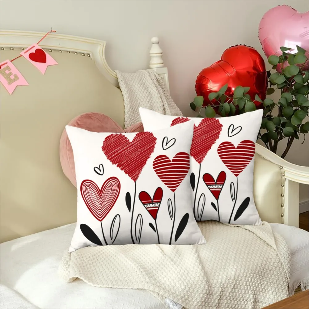 1Pc Personalized Love Heart Pattern Theme Throw Pillow, Double-Sided Design, Soft Plush Cushion with Insert, Perfect Gift