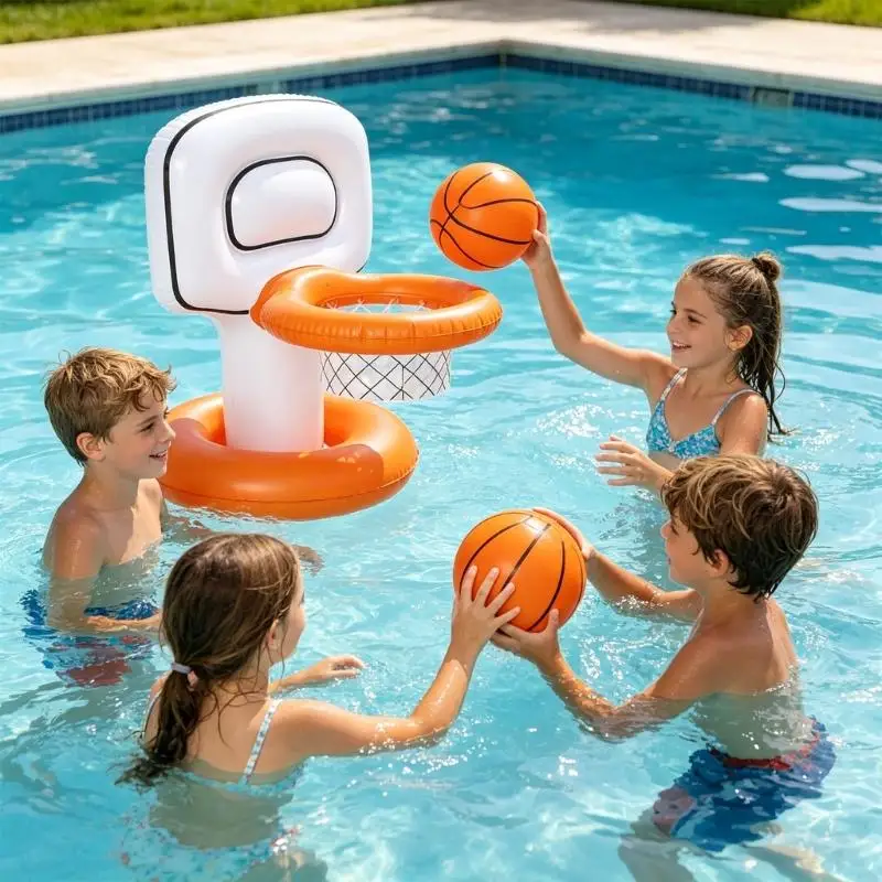 

Inflatable Basketball Hoop Set For Pool With PVC Floating Base For Kids Water Game A2UB