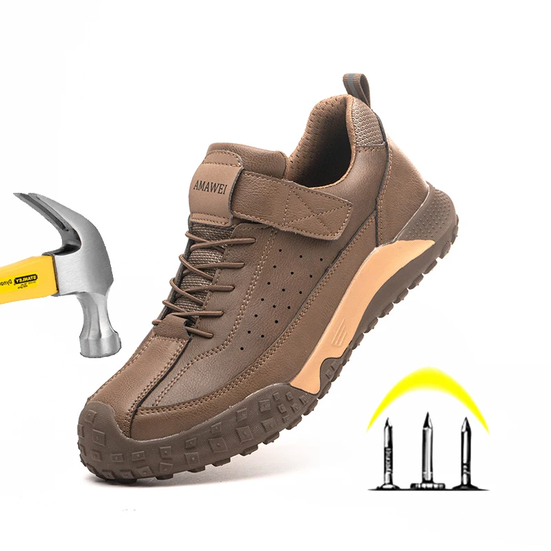 Work Sneakers Men Indestructible Shoes Work Safety Shoes With Steel Toe Cap Puncture-Proof Male Security Protective Shoes