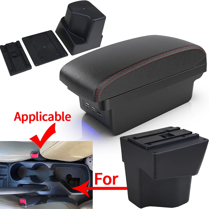 For KIA Rio 3 armrest box KIA K2 X-line Rio 3 2011 2012 2013 2014 2015 2016 car armrest accessories interior Storage box 3usb