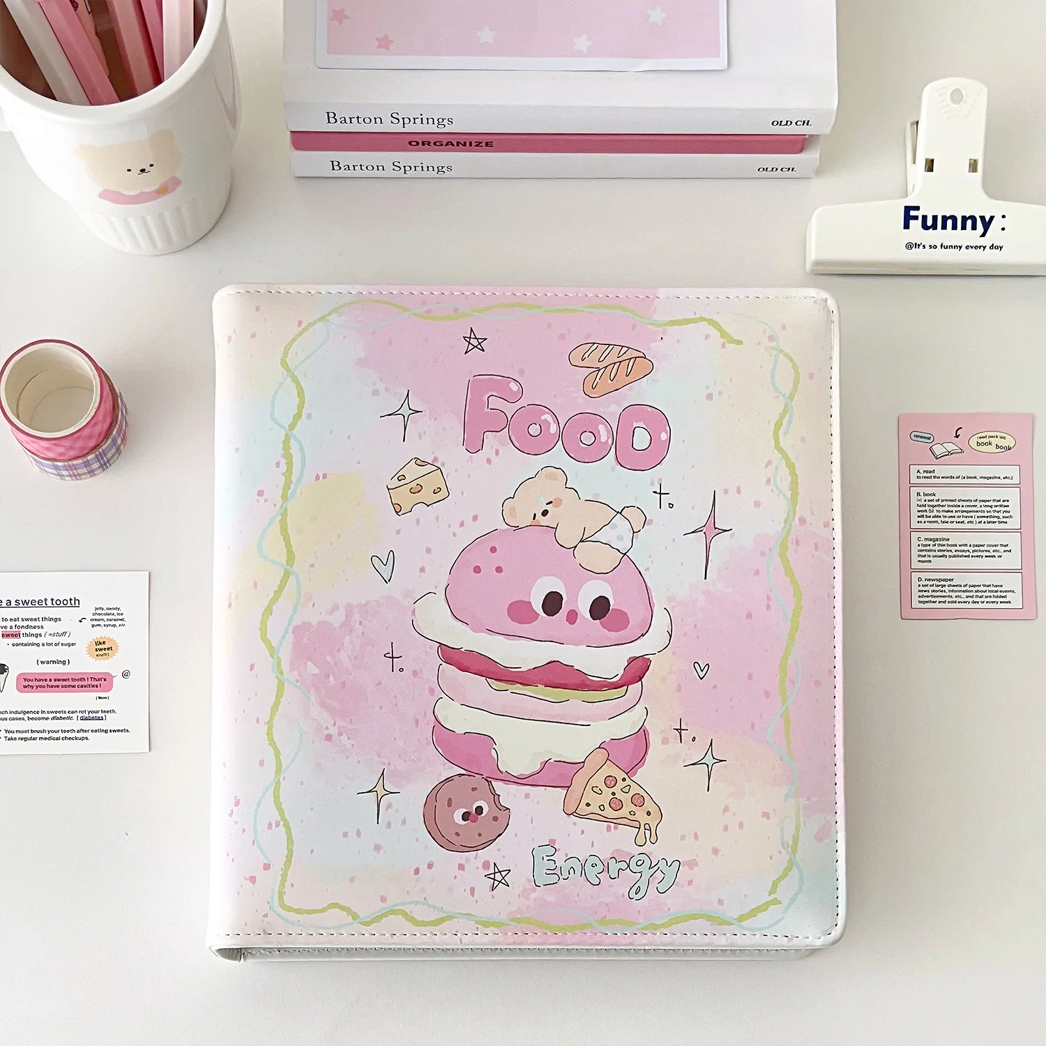 MINKYS Kawaii Cat PU Leatner A5 Kpop Photocards Collect Book 3inch Big Size Photo Cards Storage Album Korea Kawaii Stationery