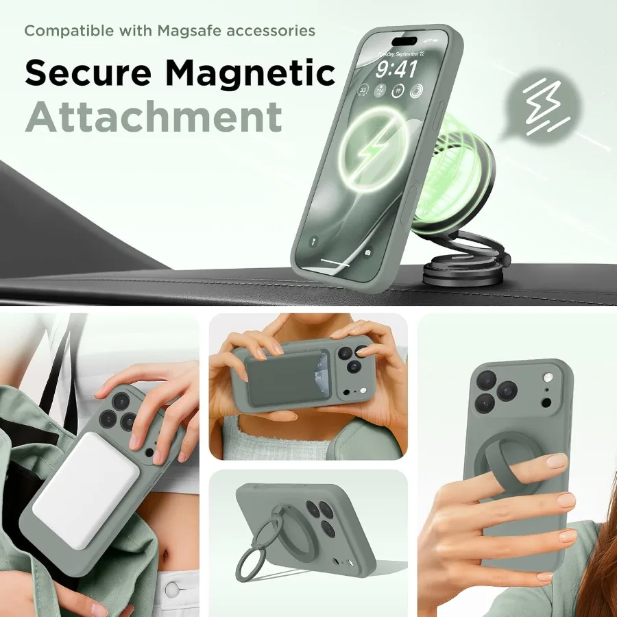 حافظة هاتف مغناطيسية لهاتف iPhone 17 Pro مع توافق MagSafe حماية كاملة للكاميرا وواقي شاشة من السيليكون