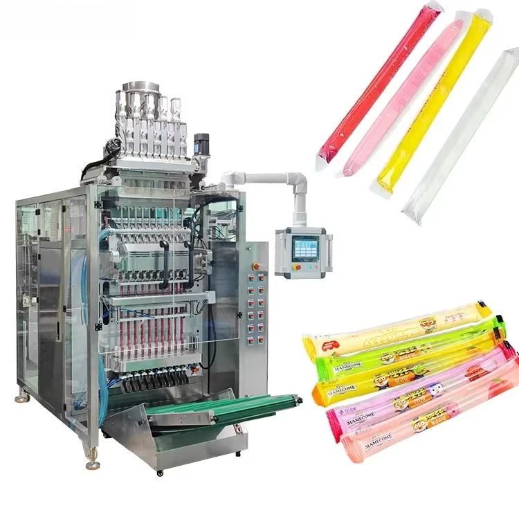 HANNPRO Automatic 4 Lane 6 Lane Stick Sachet Juice Ice Candy Packaging Machine Multilane Back Seal Ice Pop Packing Machine