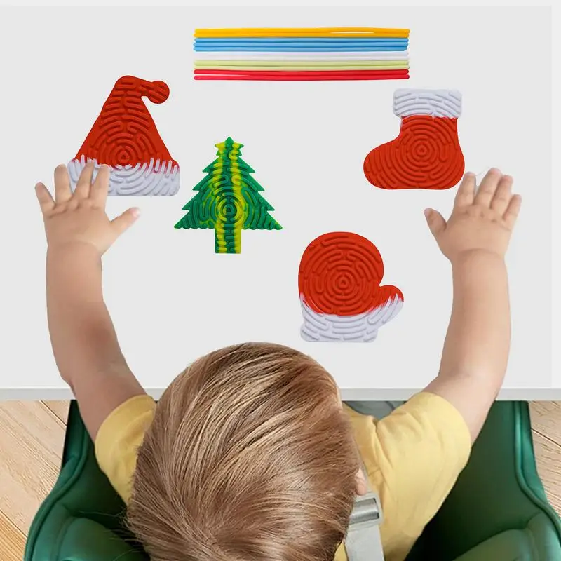 Tablero de actividades sensoriales de silicona, juguete tranquilo Montessori, juego de mesa de actividades de aprendizaje, juguete para aliviar el estrés para niños, regalo de Navidad