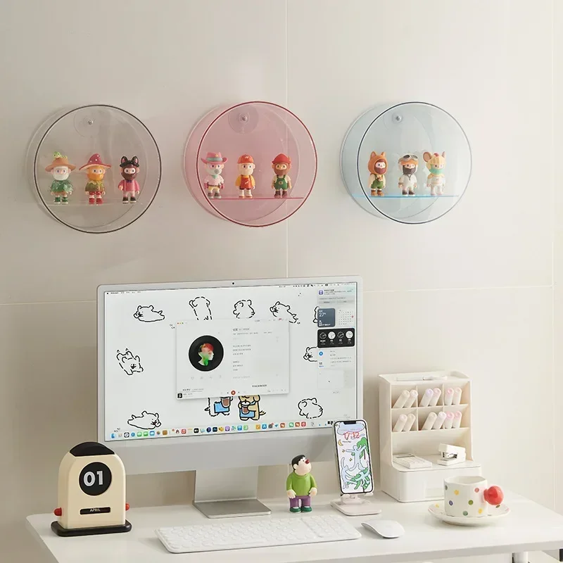 

Round Wall Mounted Storage Box Transparent Blind Box Display Stand Dust-proof Rack