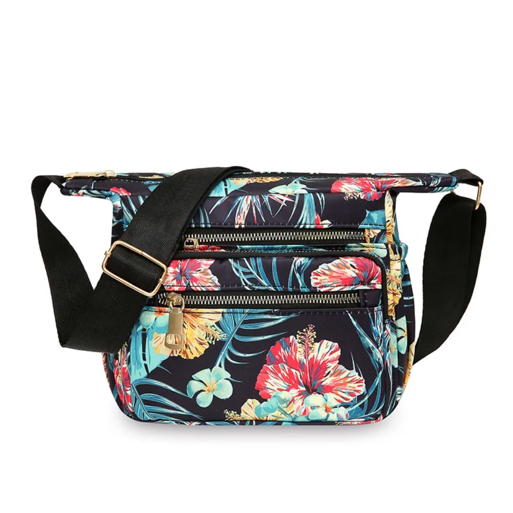 Retro Printed Oxford Shoulder Bag Minimalist Lady Messenger Bag Beach Bag Multi-layer Large Capacity Mom Commuting Bag