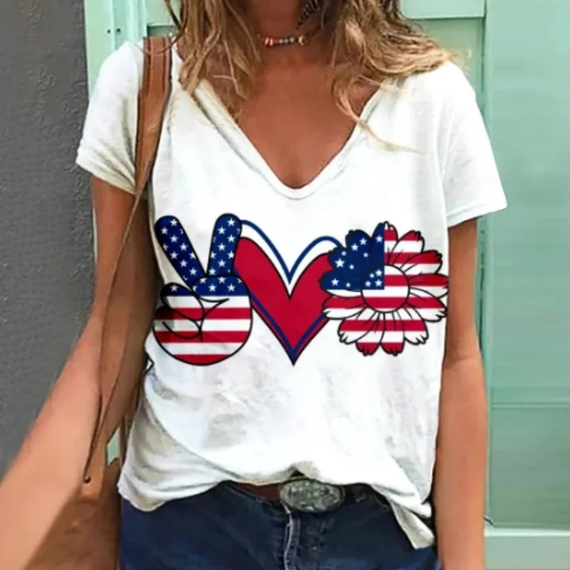 Summer New Top Women's Colorful Personalized Street Pattern Loose Casual Comfortable Short Sleeve T-shirt Women's Top Commuter