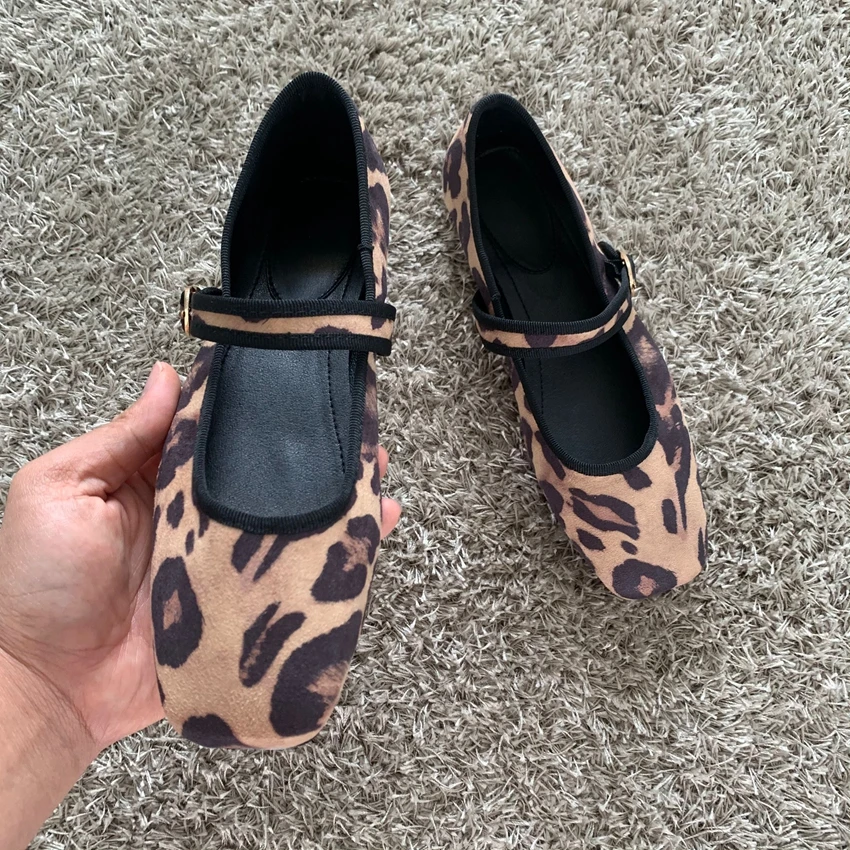 2024 Womens Leopard Print Casual Shoes Woman Flat Shoe Summer Mary Jane Shoes Woman Slip-on Flats