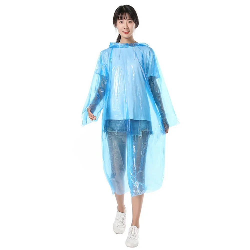 5 szt. Jednorazowe płaszcze przeciwdeszczowe, wodoodporne, przenośne, odzież przeciwdeszczowa na zewnątrz, poncho kempingowe, osłona przeciwdeszczowa dla dorosłych, niebieskie, 140x90 cm