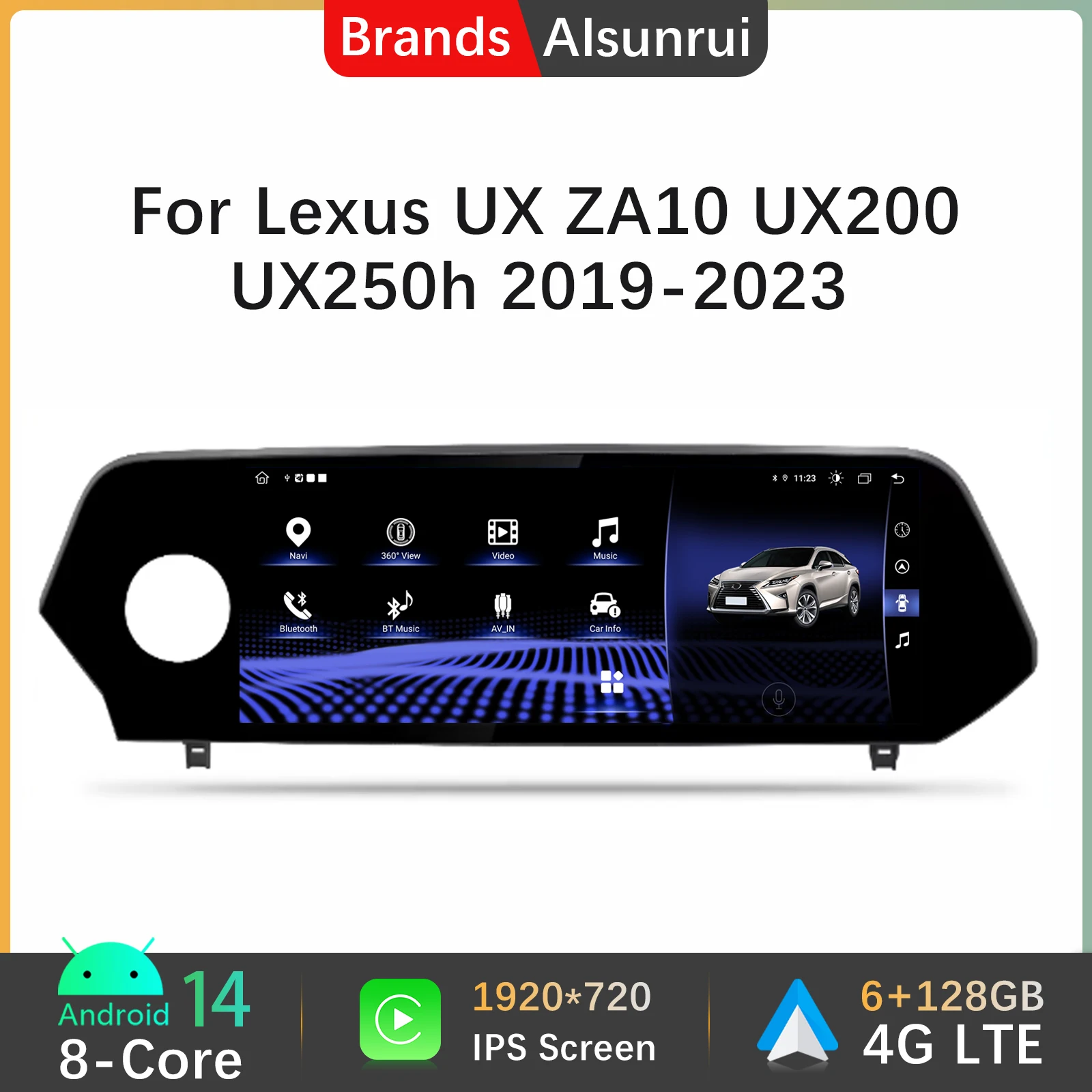 Android 14 Autoradio Carplay Screen For Lexus UX ZA10 UX200 UX250h 2019-2023 Multimedia Audio Car Monitor Video GPS Navigation