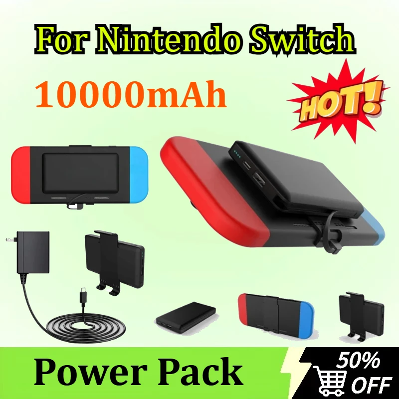 

10000mAh for Nintendo Switch Portable Power Bank Back Clip Power Pack Phone Tablet USB TypeC External Fast Charging Battery Case