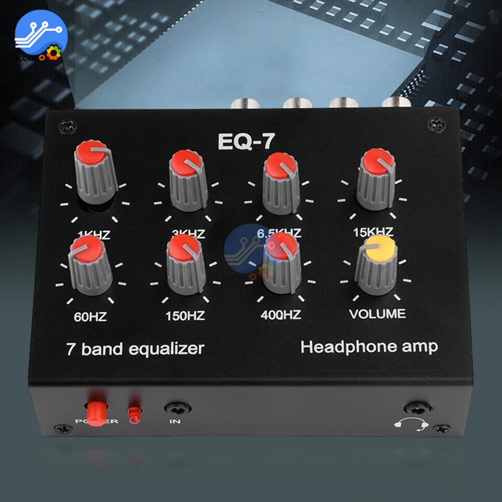 EQ-7 предусилитель аудиосигнала, 7-сегментный эквалайзер, регулировка тона высоких басов, усилитель для наушников для мобильных компьютерных игр