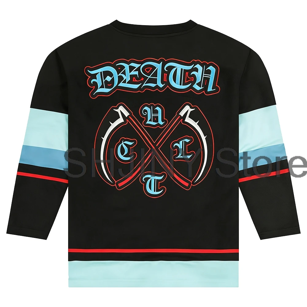 Svdden Death CVLT Hockey Jersey 2026 Music Festival V-Neck Long Sleeve Loose Top Shirts Women Men Athletic T-shirt