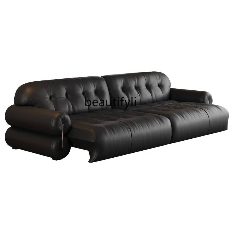 

Medieval style, multi-functional electric sofa, retractable adjustment, variable bed dual-purpose retro style leather sofa