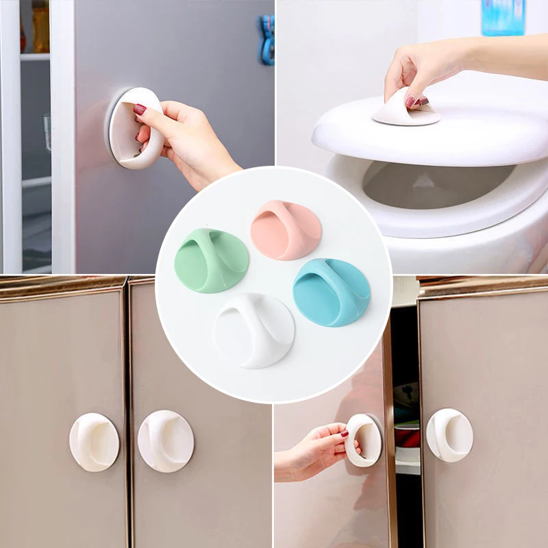 

Self-adhesive Door Handle Plastic Multi-purpose Auxiliary Knobs Round Wardrobe Pulls Glass Window Furniture Suction Cup Handle