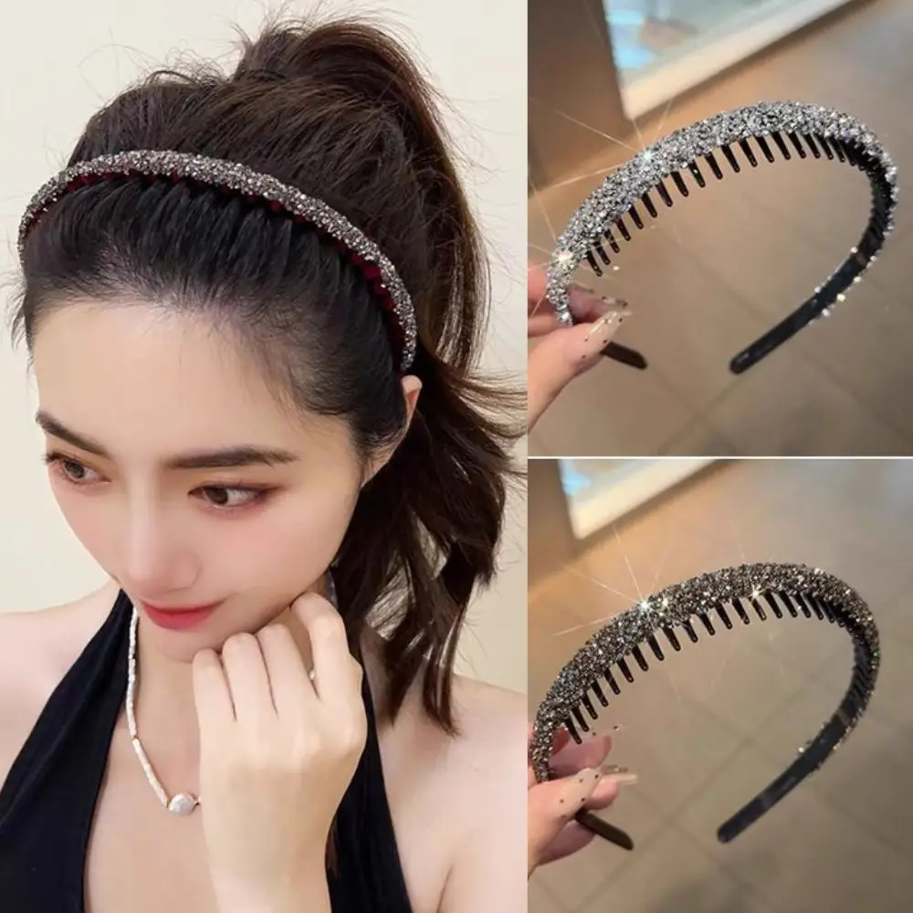 Fashion Korea Crystal Soft Headband Girl Hair Hoop Solid Color Thin Hair Band Simple Headwear For Women Classic Hair Accessories