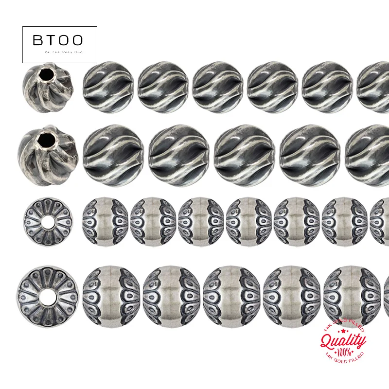 

925 Sterling Silver Pattern Navajo Beads 6/8mm Oxidized, Anti-Tarnish, Spacer Beads for Jewelry Making
