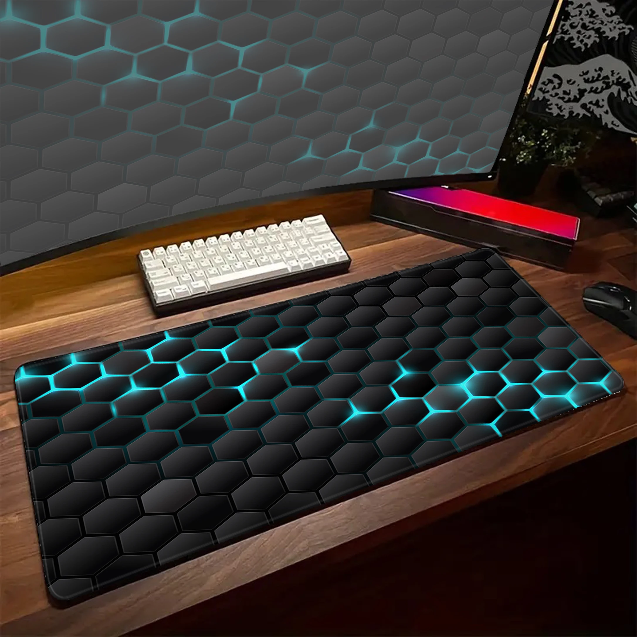 

Gamer Hexagon Mousepad Geometric Mouse Pad Large Mouse Mat Nonslip Rubber Desk Rug PC Desk Mats XXL Gmae Mousepads 900x400mm