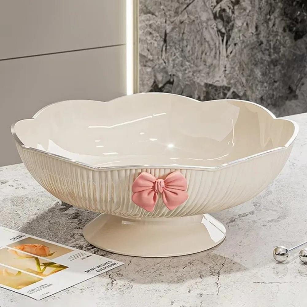 

Draining Hole Footed Candy Platter Multifunctional Plastic Candy Fruit Plate Light Luxury Snack Placement Platter