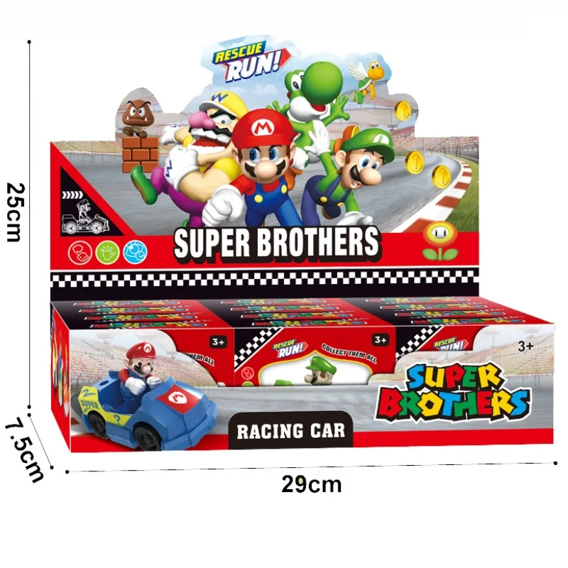 Super Mario Scorrevole Racing Kart Toy Car Statua in PVC Action Figurine Scrivania da collezione Anime Modello Giocattoli Figure Regalo 1 PZ Casuale