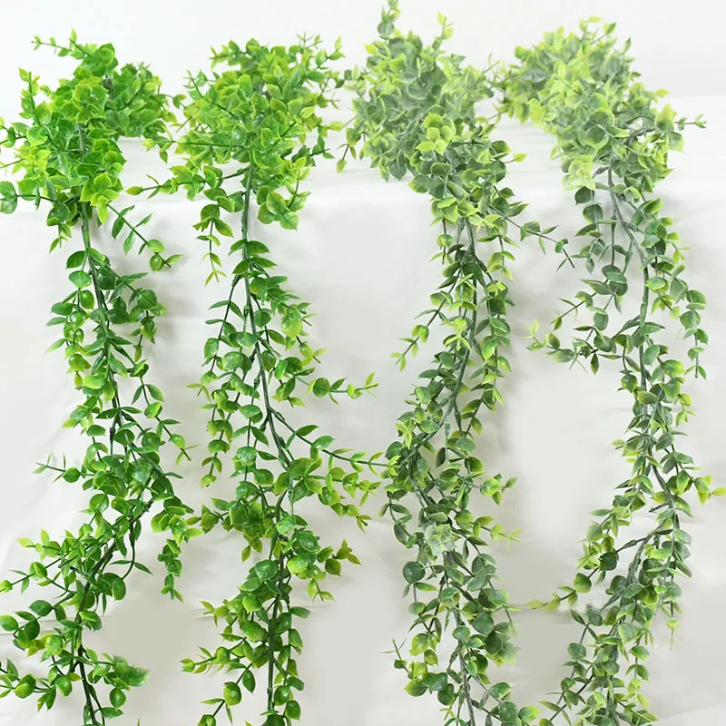 6Feet Artificial Eucalyptus Rattan Fake Plants Vine Green Leaf Garland Wedding Home Wall Hanging Decor Eucalyptus Faux String