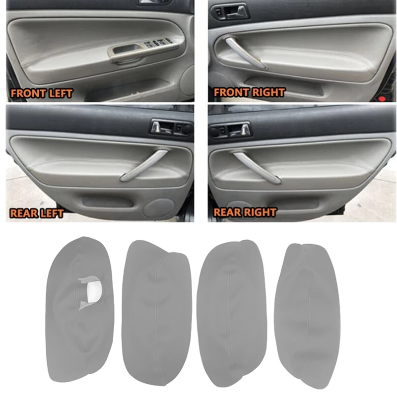 Gray LHD / RHD For VW Passat B5 1998 - 2005 4PCS Car Door Handle Armrest Panel Microfiber Leather Cover Protection Trim