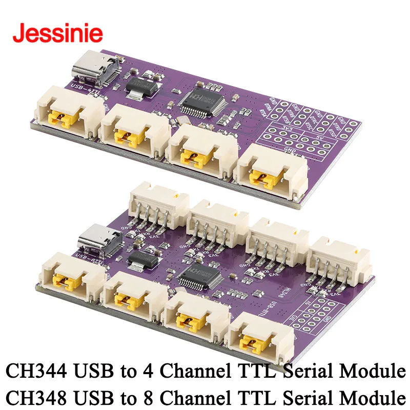 USB To 4/8 Channels Ways TTL Serial Port USB Type-C Interface 6Mbps High-speed CH344 CH348 Chip Communication Conversion Module