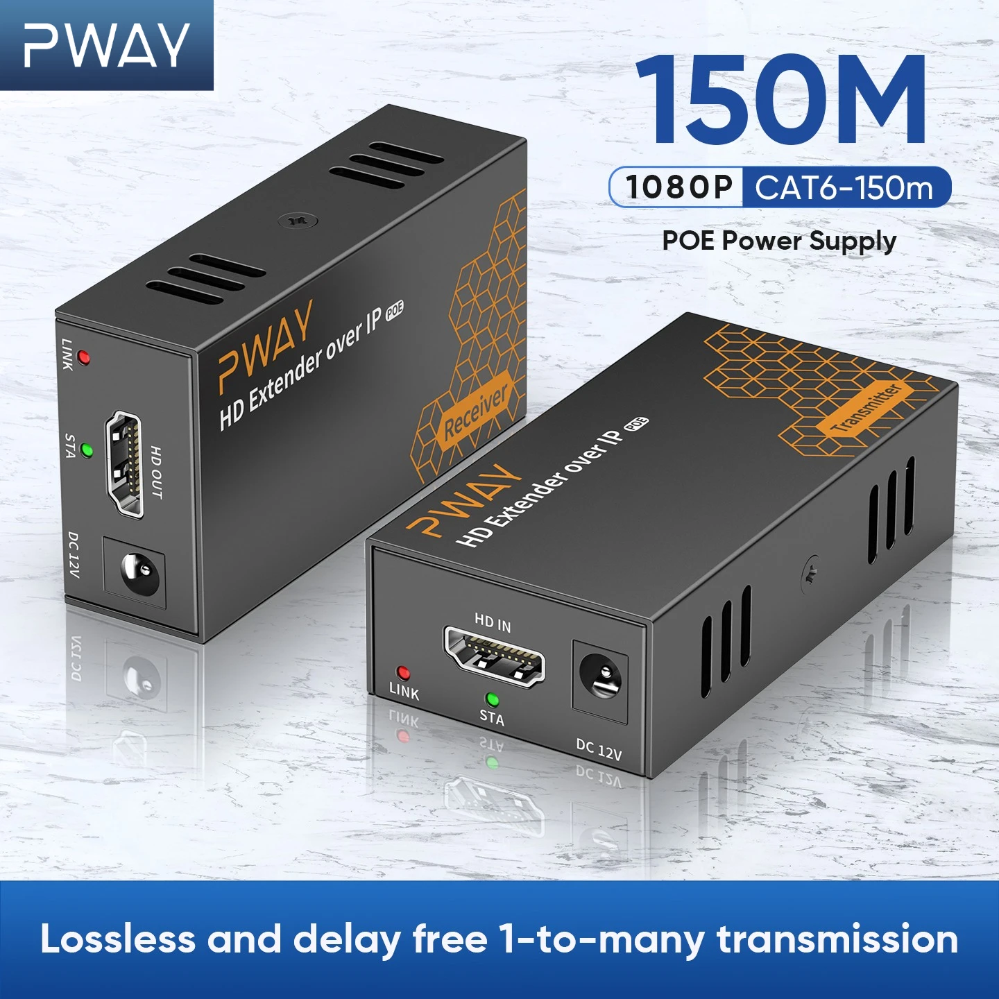 Lan Cable Gaming - 150M HDMI Extender Over IP POE
